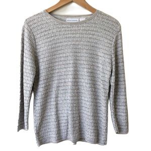 Alfred Dunner Grandma Long Sleeve Striped Ribbed Sweater, Petite Small.